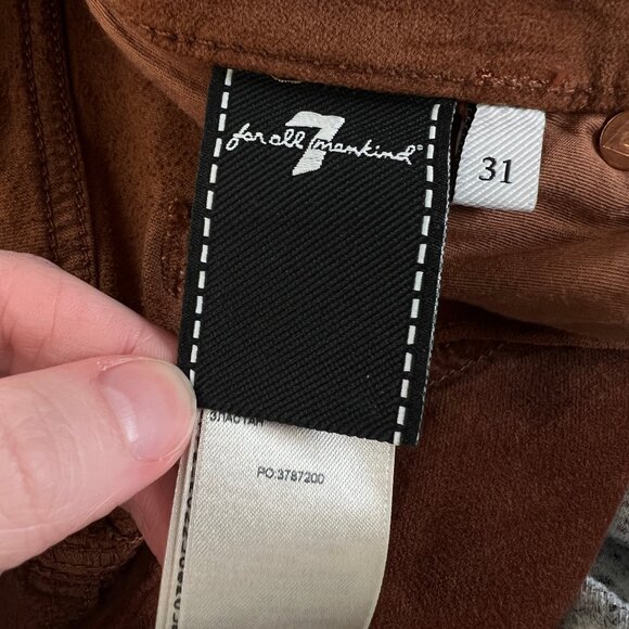 New 7 For All Mankind High Waist Slim Kick Bootcut Flare Crop Velvet Suede Pants - Picture 5 of 14